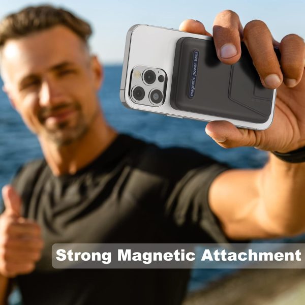 AOGUERBE Magnetic Power Bank, 10000mAh Foldable Wireless Portable Charger with USB-C Cable LED Display, Mag-Safe Battery Pack 22.5W PD Fast Charging for iPhone 16/15/14/13/12 Pro/Pro Max/Plus/Mini - Image 3